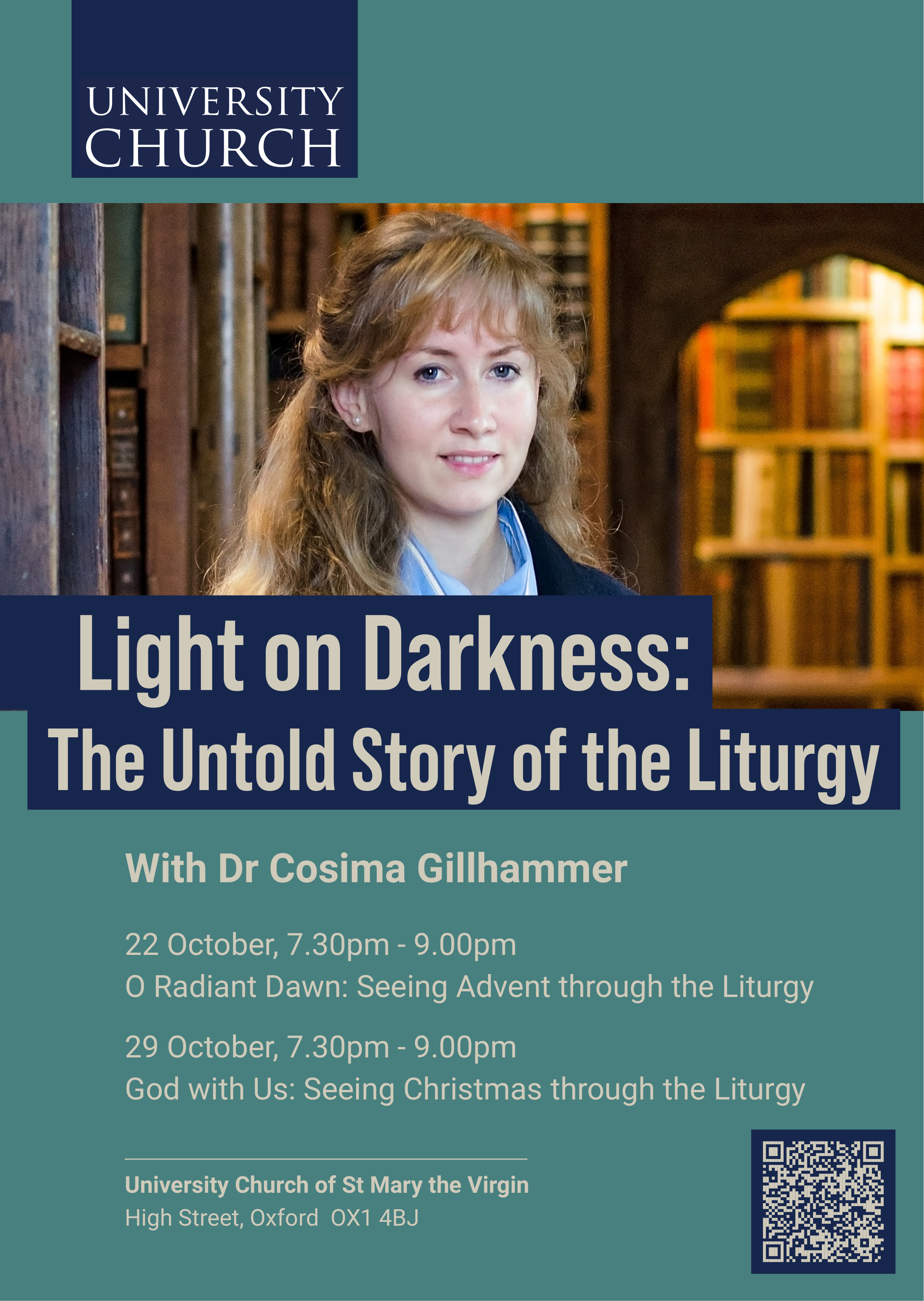 Light on Darkness lecture series poster — Dr Cosima Gillhammer